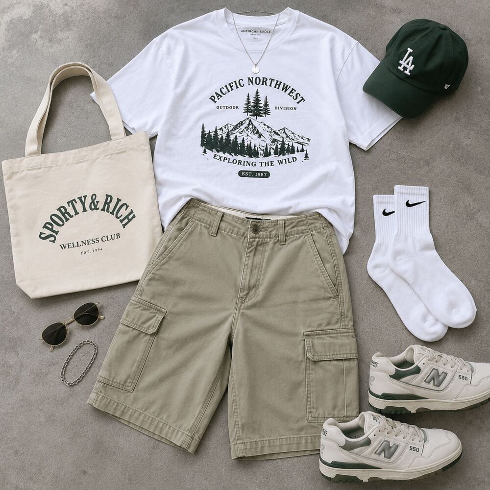 American Eagle Cargo Shorts Mens 28 Army Green Classic Fit Utility Casual